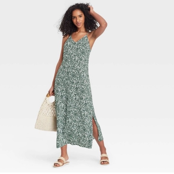 A New Day Green/Blue Floral Maxi Dress, NWT size L - Picture 1 of 8